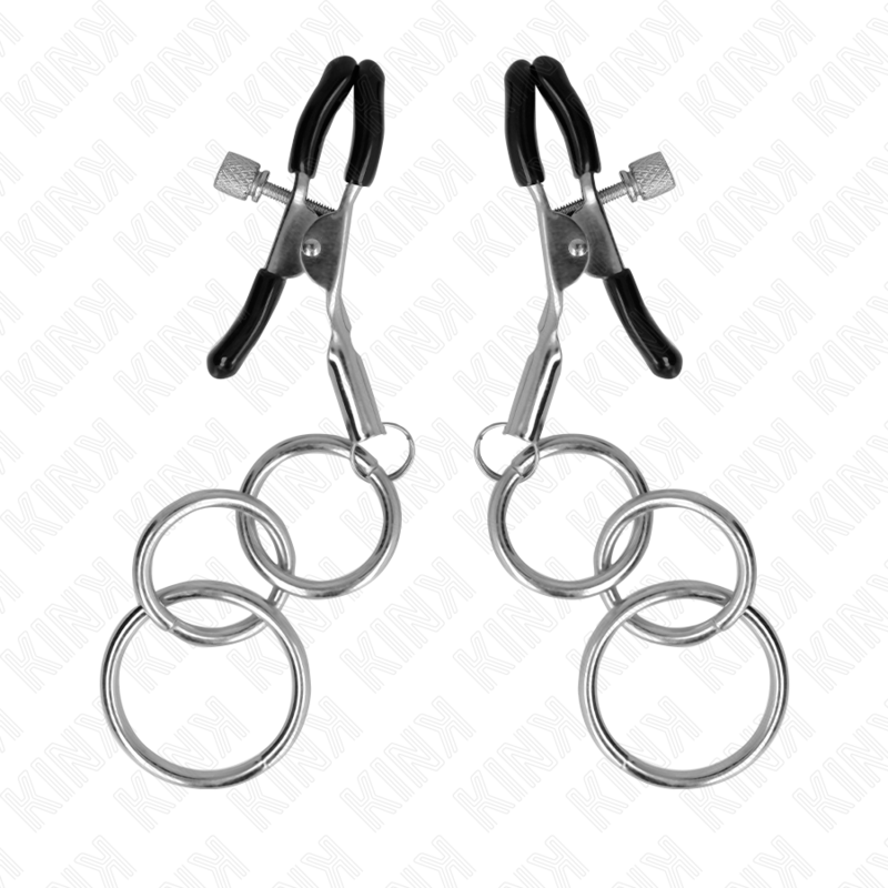 KINK - NIPPLE CLAMPS WITH 3 RINGS 6 CM