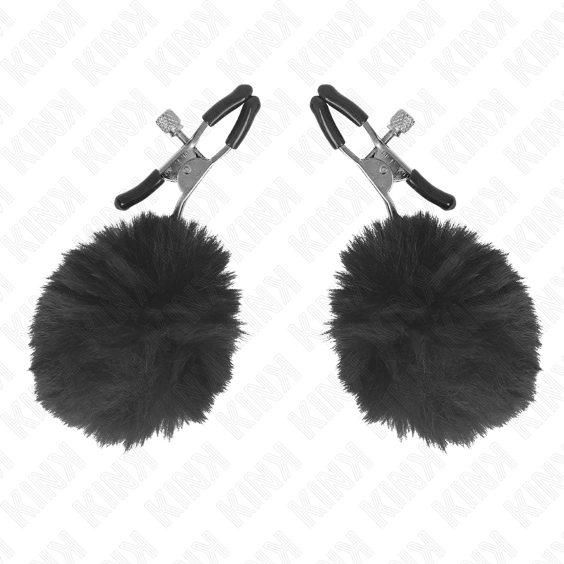 KINK - GRAMPOS DE MAMILOS COM POMPOM PRETO 6 CM