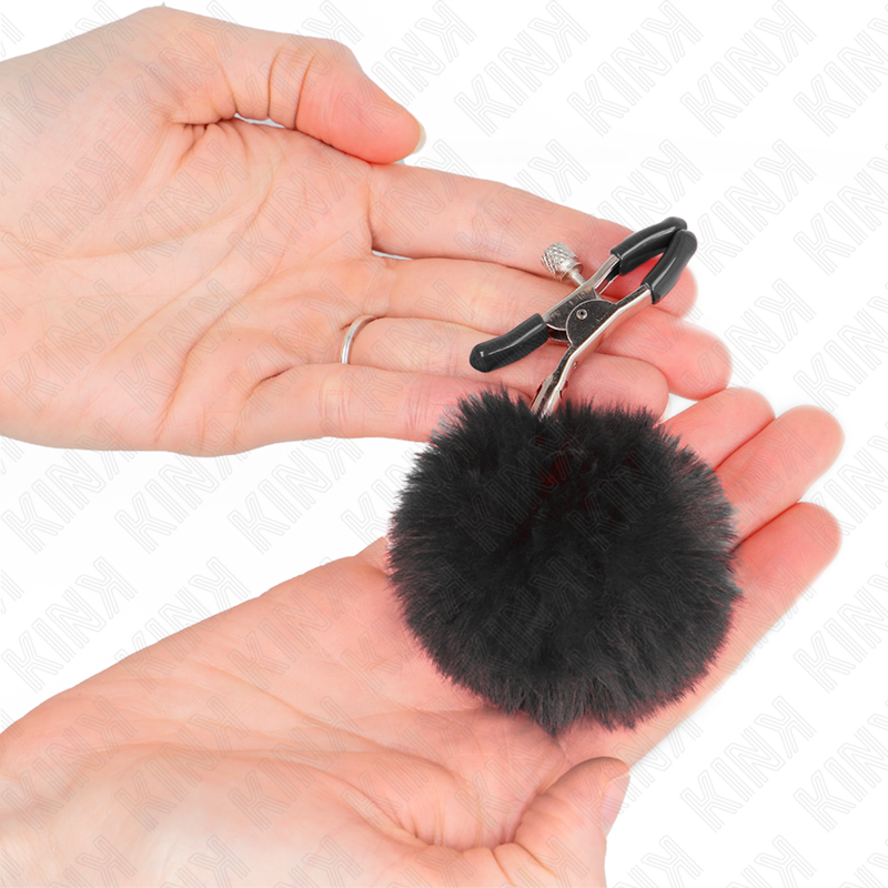 KINK - GRAMPOS DE MAMILOS COM POMPOM PRETO 6 CM