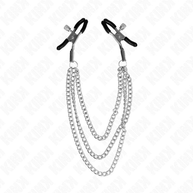 KINK - NIPPLE CLAMPS WITH TRIPLE CHAIN ​​SILVER 20/23/28 CM