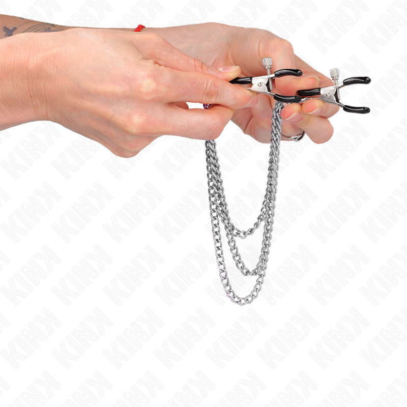 KINK - NIPPLE CLAMPS WITH TRIPLE CHAIN ​​SILVER 20/23/28 CM