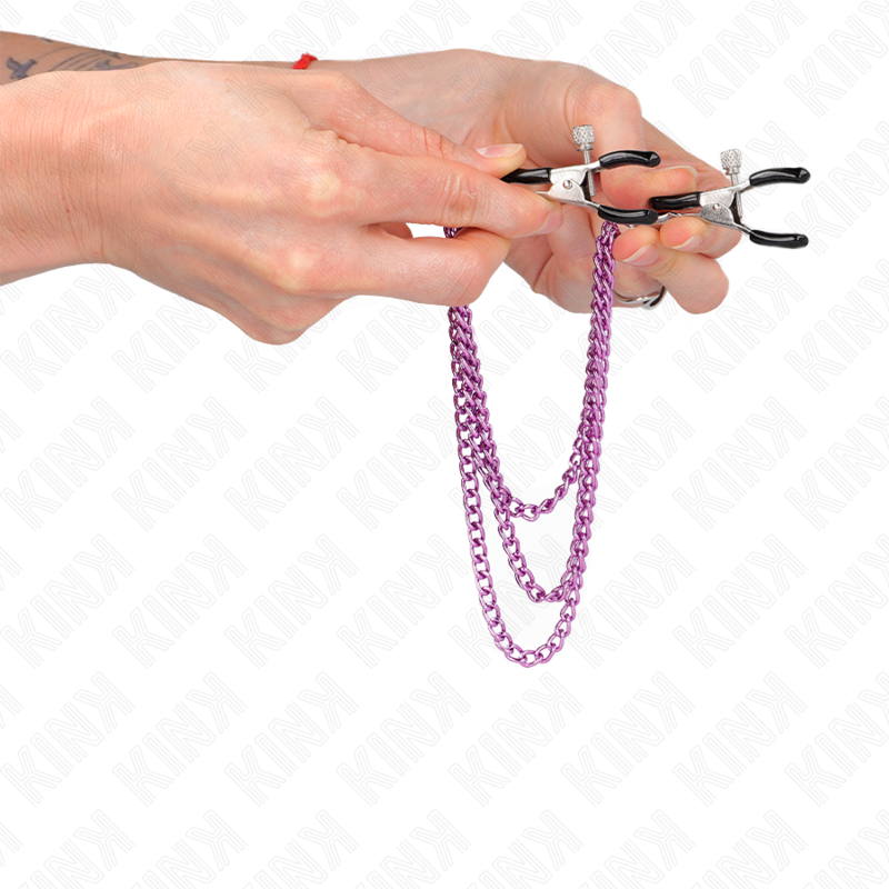 KINK - GRAMPOS DE MAMILOS DE CORRENTE TRIPLA ROXO 20/23/28 CM