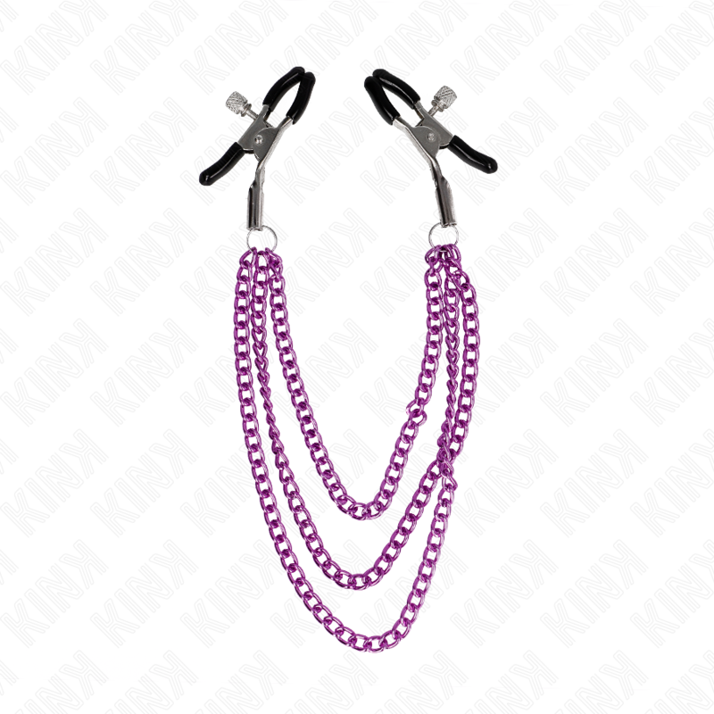 KINK - GRAMPOS DE MAMILOS DE CORRENTE TRIPLA ROXO 20/23/28 CM