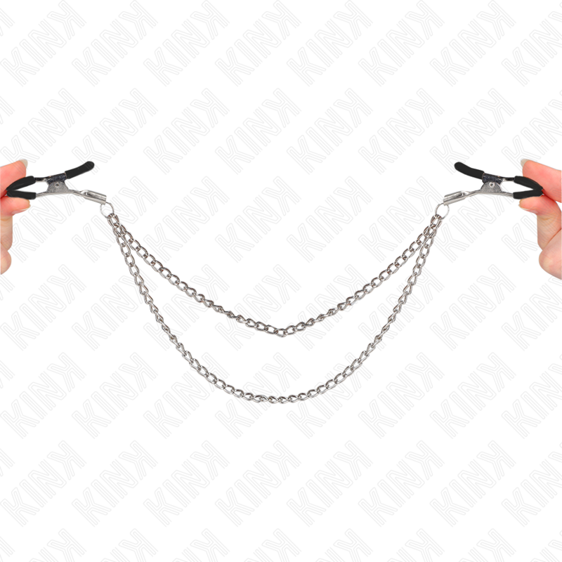 KINK - NIPPLE CLAMPS WITH DOUBLE THICK CHAIN ​​SILVER 20/23 CM