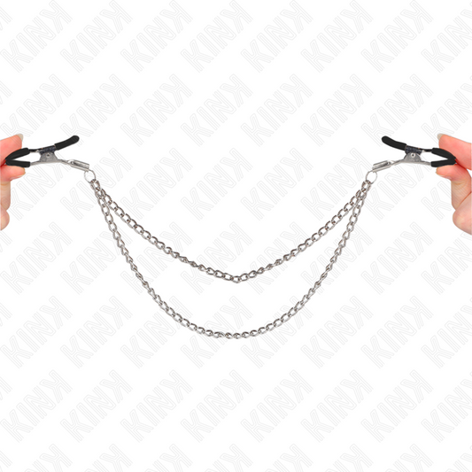 KINK - NIPPLE CLAMPS WITH DOUBLE THICK CHAIN ​​SILVER 20/23 CM