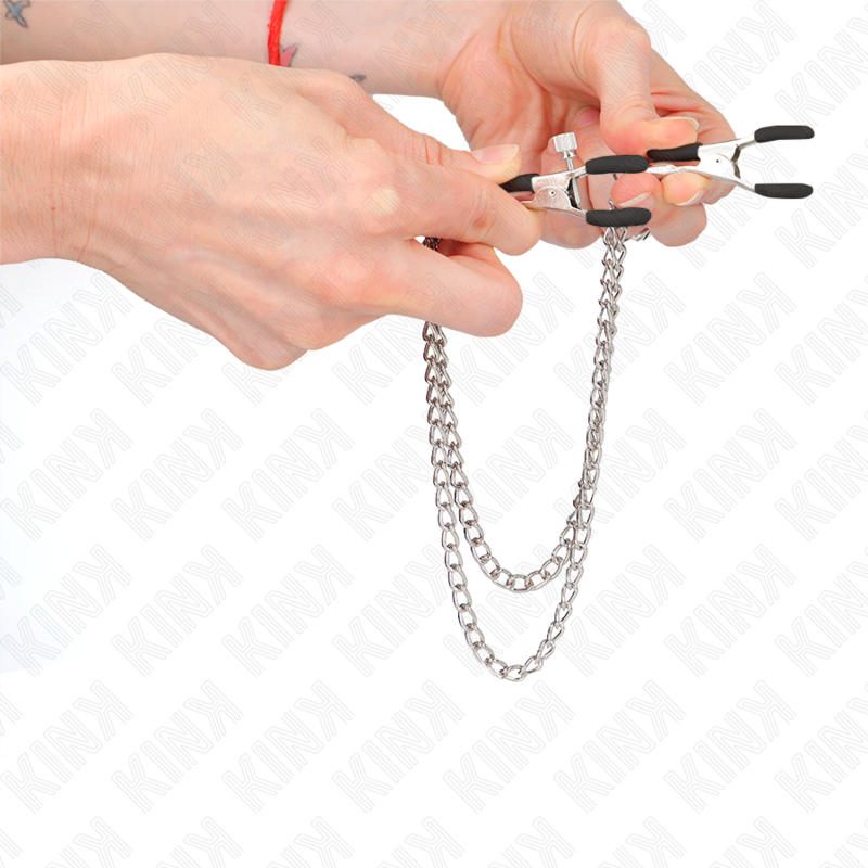 KINK - NIPPLE CLAMPS WITH DOUBLE THICK CHAIN ​​SILVER 20/23 CM