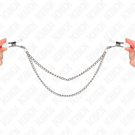 KINK - NIPPLE CLAMPS WITH DOUBLE THIN CHAIN ​​SILVER 20/23 CM