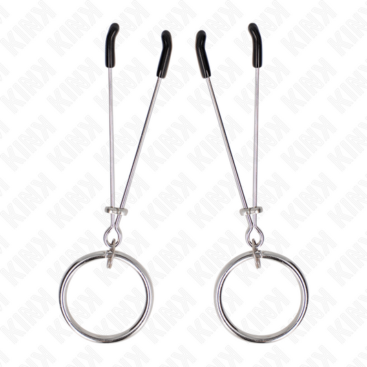 KINK - THIN NIPPLE CLAMPS WITH SILVER RING 7 CM