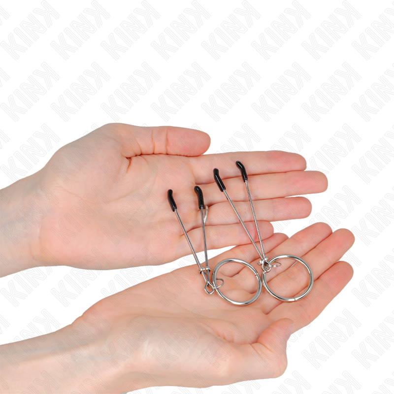 KINK - THIN NIPPLE CLAMPS WITH SILVER RING 7 CM