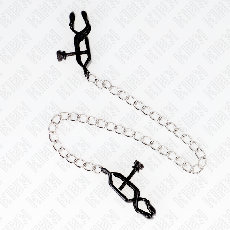 KINK - BLACK FLAT NIPPLE CLAMPS WITH SILVER CHAIN ​​30 CM