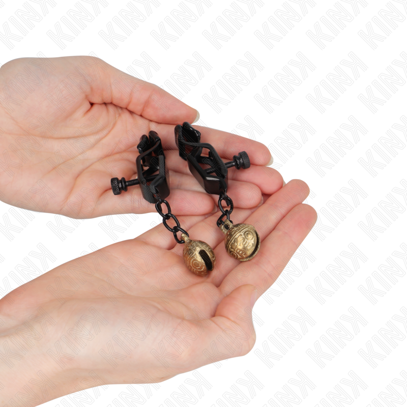 KINK - BLACK FLAT NIPPLE CLAMPS WITH BELL 7 CM