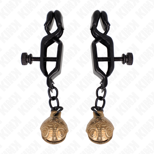 KINK - BLACK FLAT NIPPLE CLAMPS WITH BELL 7 CM