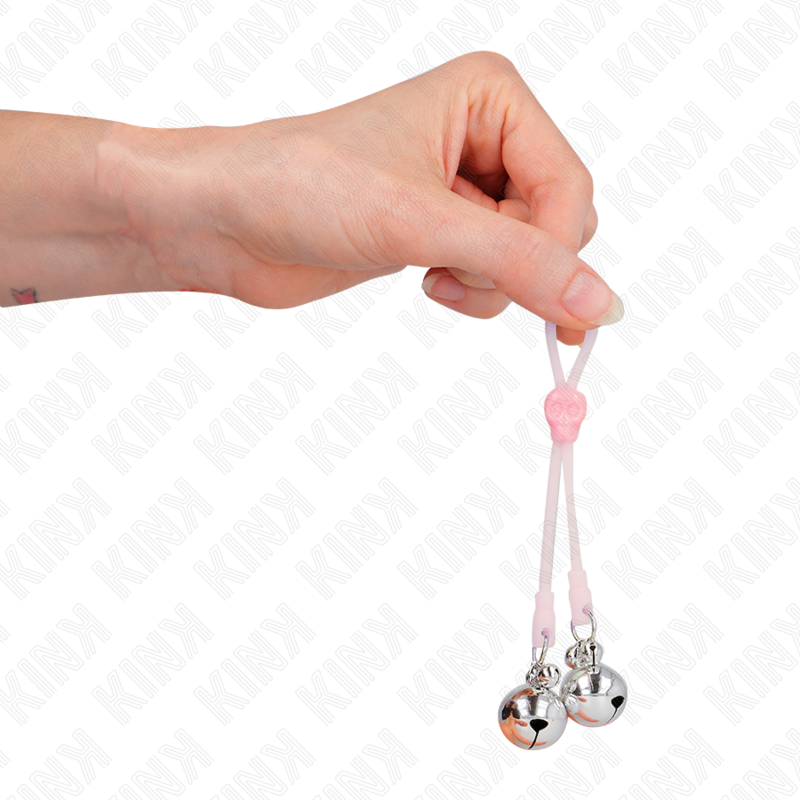 KINK - LIGHT UP SKULL NIPPLE CLAMPS WITH ADJUSTABLE SOUND BELL PINK/SILVER