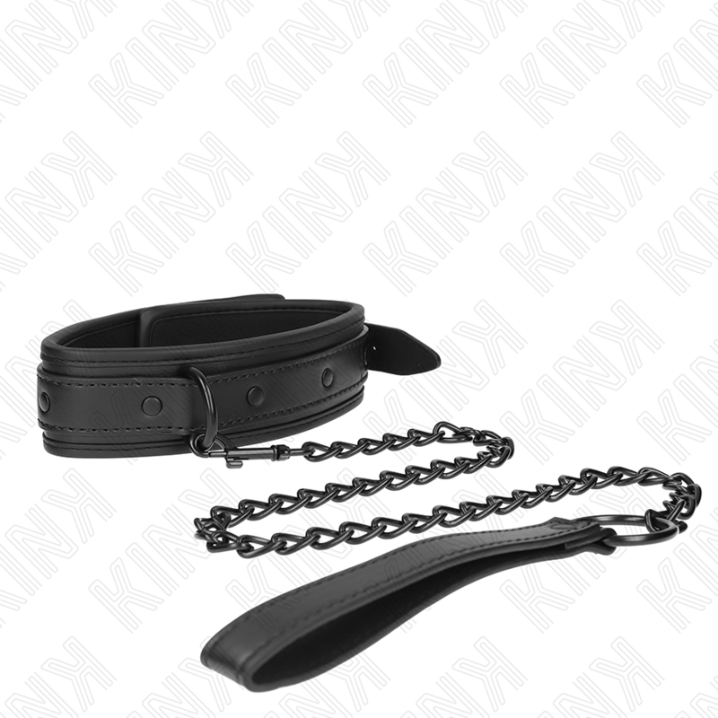 KINK - 78 CM NEOPRENE BONDAGE COLLAR WITH LEASH MODEL 2 ADJUSTABLE 37.5 X 49.5 CM