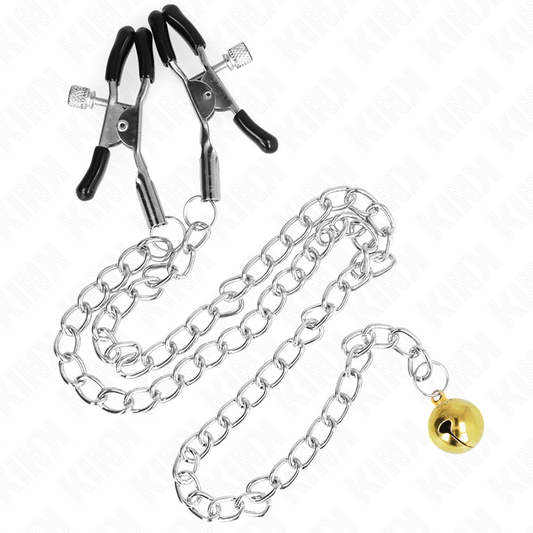 KINK - NIPPLE CLAMPS WITH GOLDEN BELL AND CHAIN ​​30 CM