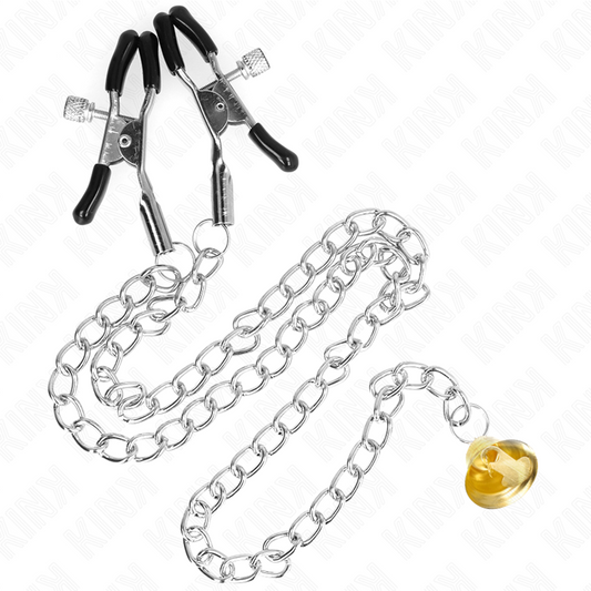 KINK - NIPPLE CLAMPS WITH GOLDEN BELL AND CHAIN ​​30 CM