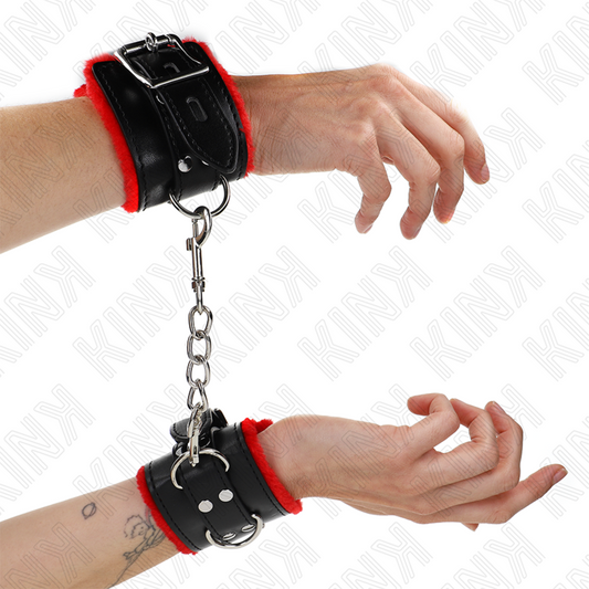 KINK - WRISTBANDS LINED WITH RED SQUARE HOLES AND ADJUSTABLE BLACK STRAP 17-29 CM X 6 CM