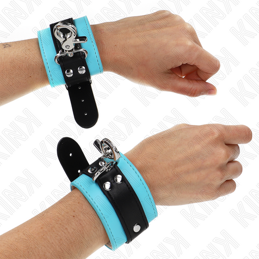 KINK - PREMIUM BLACK/BLUE ADJUSTABLE WRIST BANDS 21-28 CM X 5.5 CM