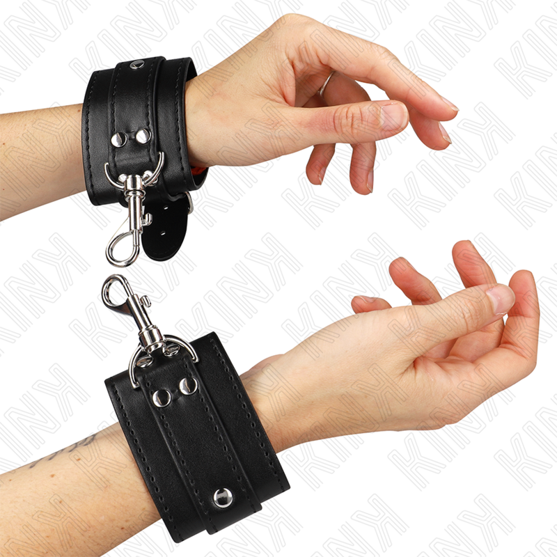 KINK - PULSEIRAS COM TRAVA ESTILO DUNGEON PRETAS AJUSTÁVEIS 21-28 CM X 5,5 CM