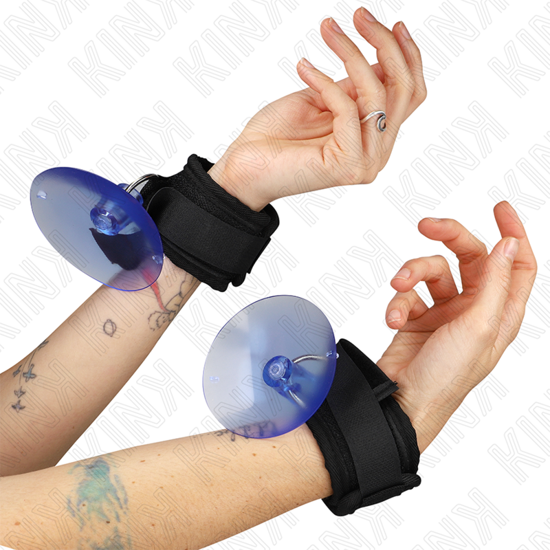 KINK - ADJUSTABLE BLACK SUCTION CUP WRISTBANDS 29-40 CM X 5 CM