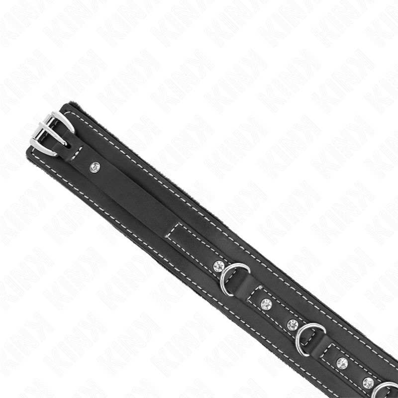 KINK - 105 CM PVC LEATHER LEASH COLLAR WITH RHINESTONE RIVET 41.5 X 4 CM