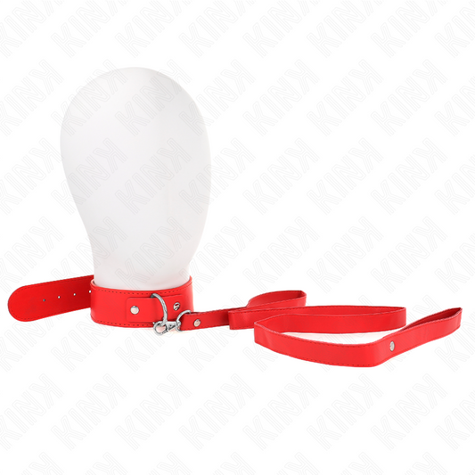 KINK - 116 CM THIN RED ADJUSTABLE LEASH COLLAR 32-50 CM X 8 CM