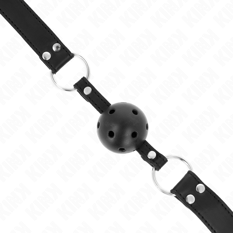 KINK - 4 CM BREATHABLE BALL GAG WITH DOUBLE RIVET MODEL 1 BLACK 62 x 2.5 CM ADJUSTABLE 42-58 CM