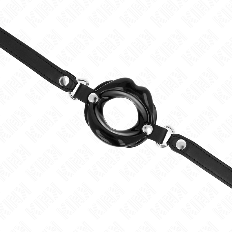 KINK - 8 CM LIP GAG WITH BLACK LEATHERETTE STRAP 63 x 2 CM ADJUSTABLE 39-58 CM