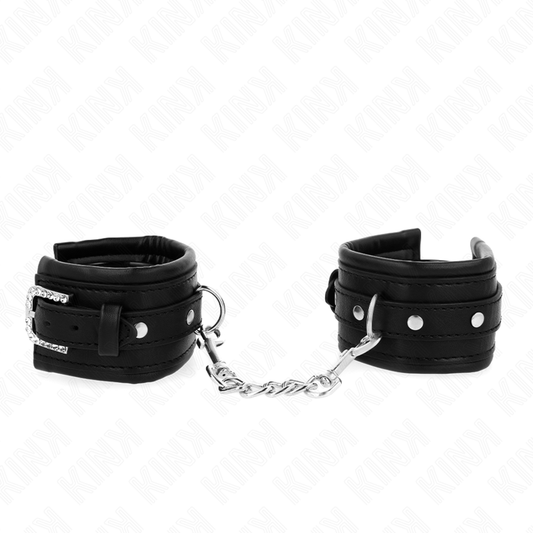 KINK - BLACK WRISTBANDS WITH ADJUSTABLE RHINESTONE BUCKLE 25-32 CM X 5.5 CM