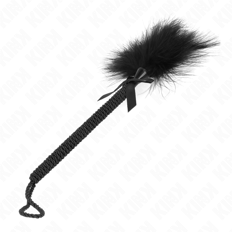 KINK - NYLON ROPE TICKLE MASSAGER WITH FEATHERS AND BLACK LOOP 25 CM