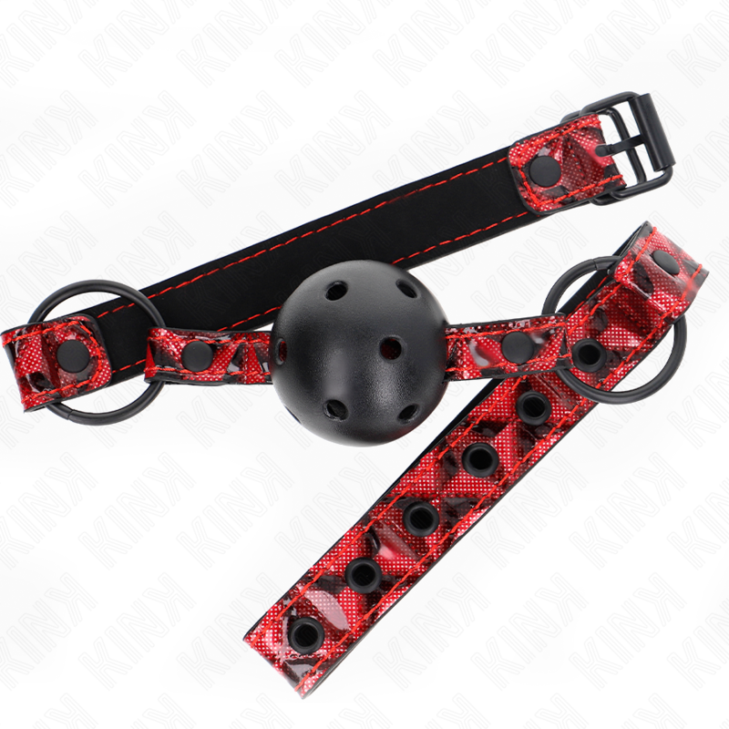 KINK - 4.5 CM BALL GAG WITH DIAMOND PATTERN MODEL 2 64.5 CM ADJUSTABLE 42-60 CM