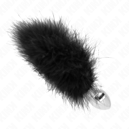 KINK - ANAL PLUG 11 x 7 CM STAINLESS STEEL WITH FEATHER 11 CM