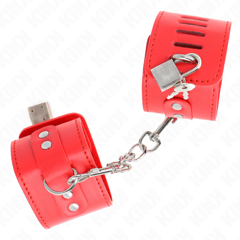 KINK - PULSEIRAS COM FECHO DE CADEADO VERMELHO AJUSTÁVEL 16-23 CM X 5,5 CM