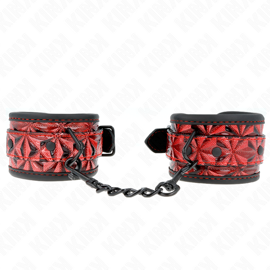 KINK - MUÑEQUERAS CON PATRÓN DE DIAMANTES ROJO OSCURO AJUSTABLE 17-26 CM X 5.5 CM