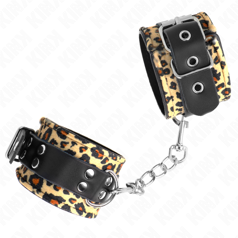 KINK - PULSEIRAS DE COURO AJUSTÁVEIS ESTILO LEOPARDO 18-29 CM X 5,5 CM