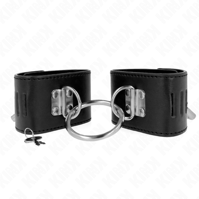 KINK - PULSEIRAS FIXAS COM ANEL E FECHO DE CADEADO PRETO AJUSTÁVEL 16-23 CM X 5,5 CM