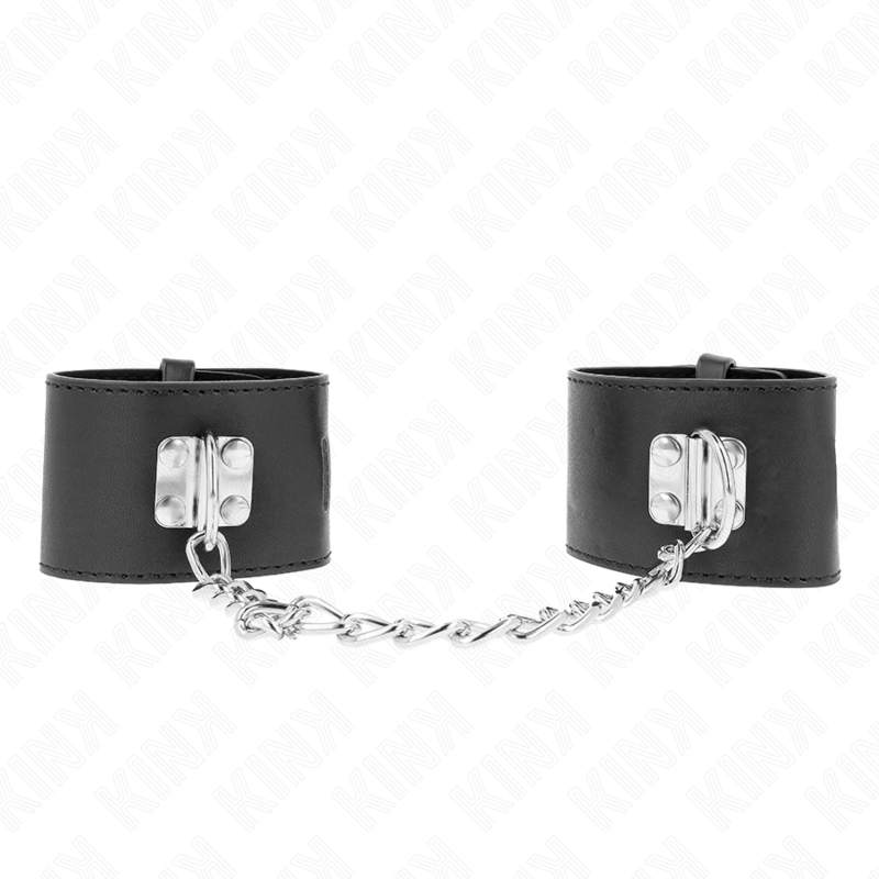 KINK - PULSEIRAS FIXAS COM CORRENTE DE 30 CM E FECHO DE CADEADO PRETO AJUSTÁVEL 16-23 CM X 5,5 CM