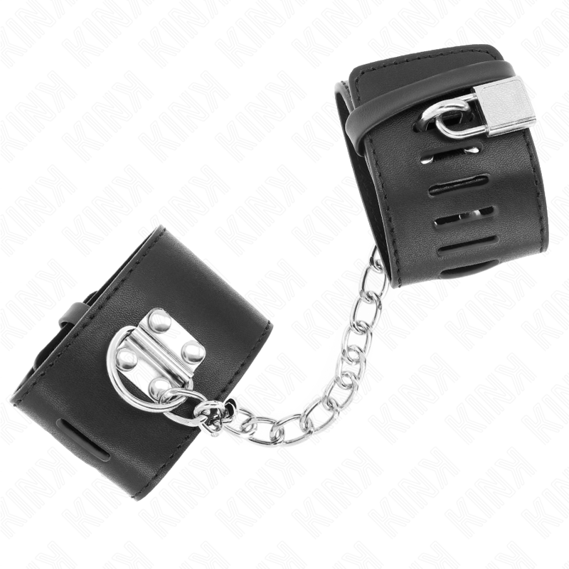 KINK - PULSEIRAS FIXAS COM CORRENTE DE 30 CM E FECHO DE CADEADO PRETO AJUSTÁVEL 16-23 CM X 5,5 CM