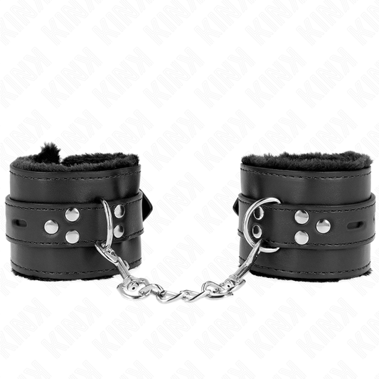 KINK - BLACK SQUARE HOLE LINED WRISTBANDS AND ADJUSTABLE BLACK STRAP 17-29 CM X 6 CM