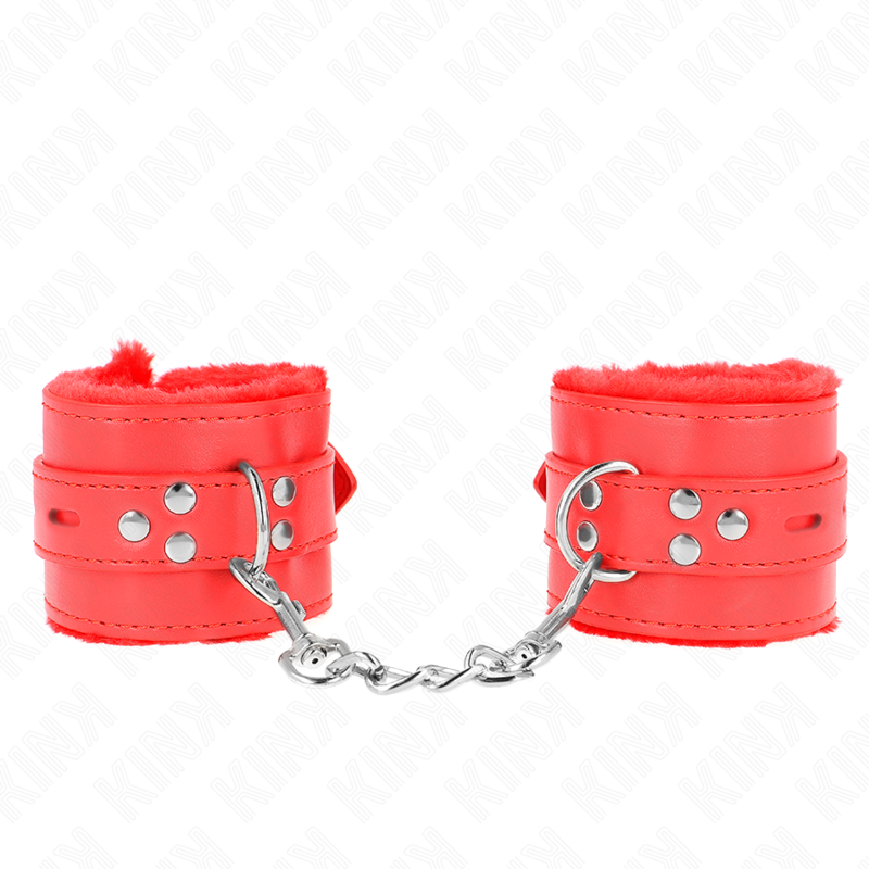 KINK - PULSEIRAS FORRADAS COM FUROS QUADRADOS VERMELHOS E TIRA VERMELHA AJUSTÁVEL 17-29 CM X 6 CM