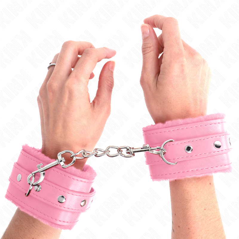 KINK - PULSEIRAS PREMIUM COM FORRO ROSA E ALÇA ROSA AJUSTÁVEL 17-29 CM X 6 CM