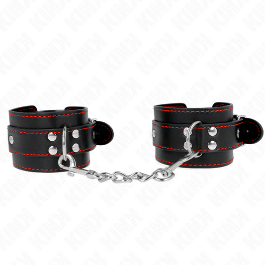 KINK - PULSEIRAS PRETAS COM DETALHES VERMELHOS AJUSTÁVEIS 20-28 CM X 5,5 CM