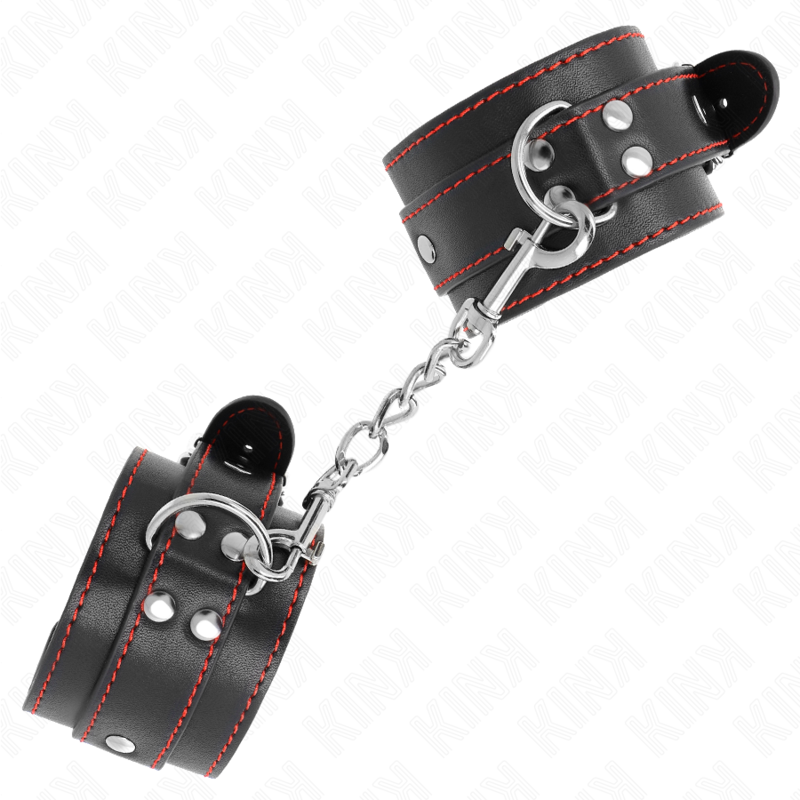 KINK - PULSEIRAS PRETAS COM DETALHES VERMELHOS AJUSTÁVEIS 20-28 CM X 5,5 CM