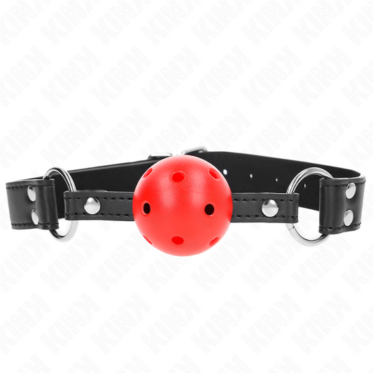 KINK - 4CM BREATHABLE BALL GAG WITH DOUBLE LEATHER RIVET 62 x 2.5 CM ADJUSTABLE 42-58 CM