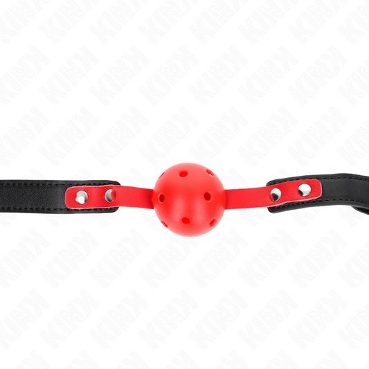 KINK - 4 CM HARD HOLLOW RED BALL GAG BLACK STRAP 60 x 2 CM ADJUSTABLE 37-52 CM