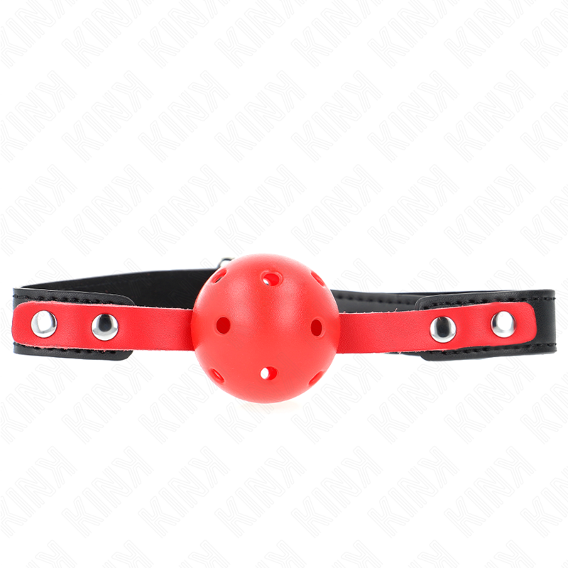 KINK - 4 CM HARD HOLLOW RED BALL GAG BLACK STRAP 60 x 2 CM ADJUSTABLE 37-52 CM