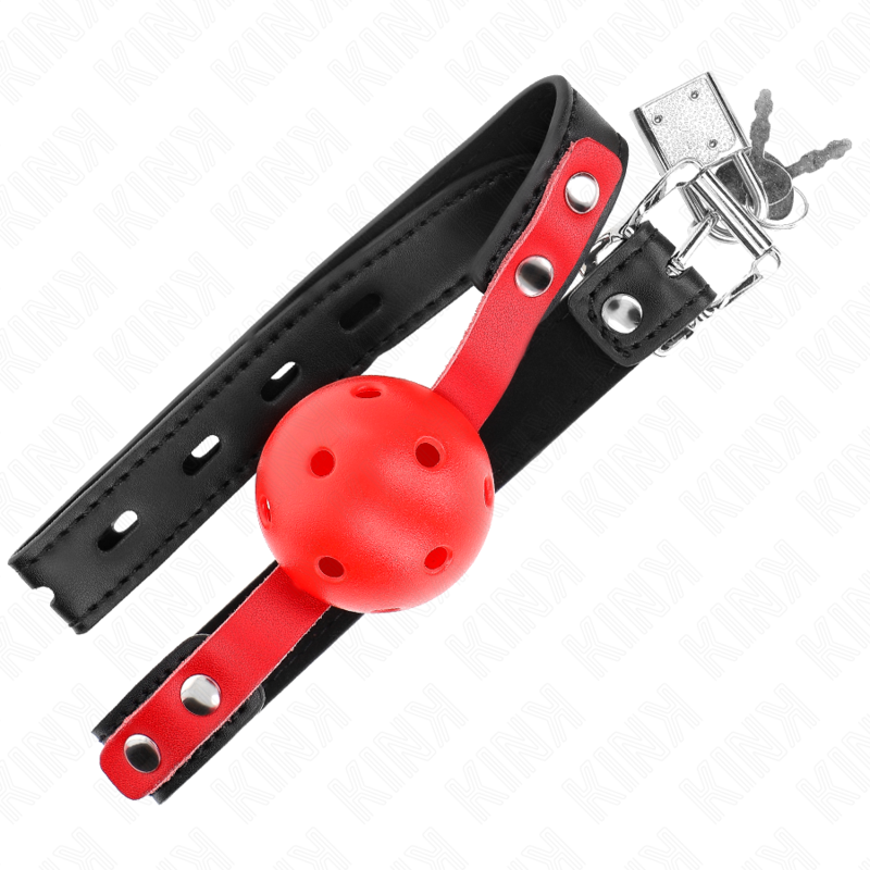 KINK - 4 CM HARD HOLLOW RED BALL GAG BLACK STRAP 60 x 2 CM ADJUSTABLE 37-52 CM