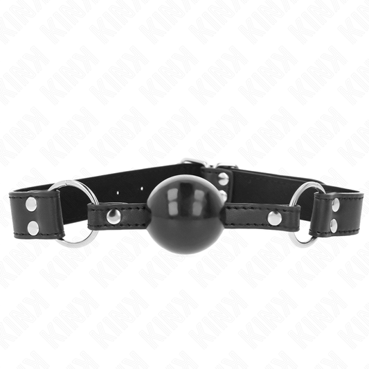 KINK - 4CM SOFT AND SOLID BALL GAG WITH 62 x 2.5 CM ADJUSTABLE LEATHERETTE STRAP 42-58 CM