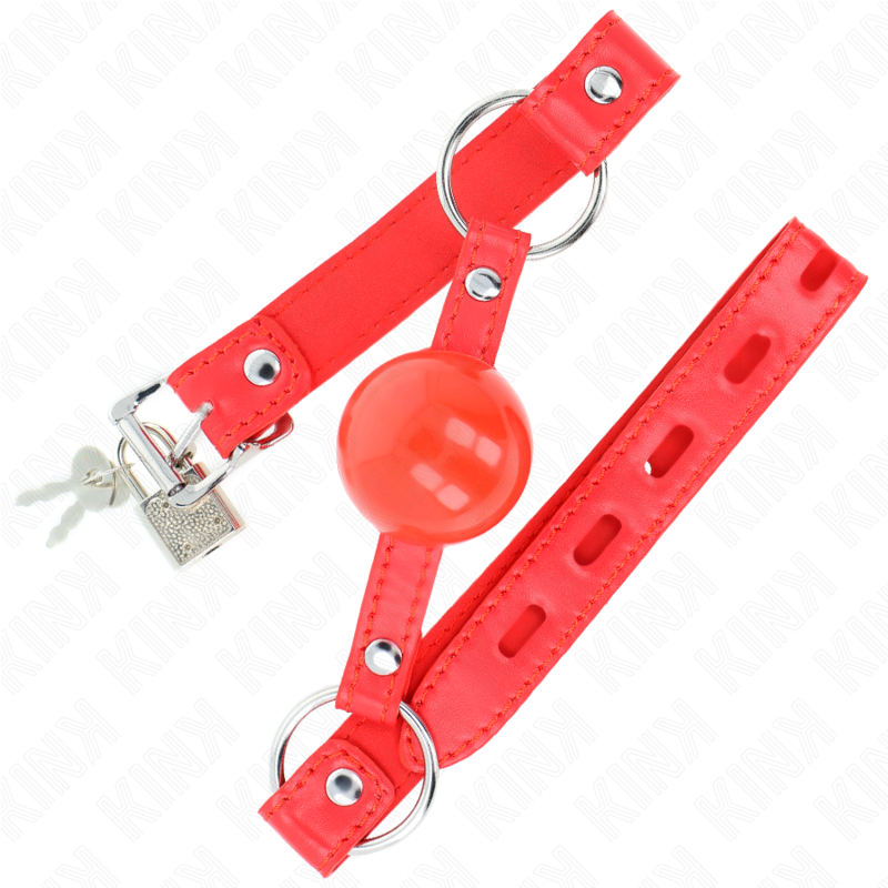 KINK - MORDAÇA DE BOLA TPE 4 CM COM CADEADO VERMELHO 60 x 2 CM