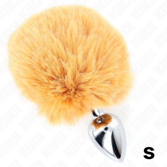 KINK - 7 x 3 CM STAINLESS STEEL PLUG WITH RABBIT TAIL FAUX FUR 8 CM BEIGE